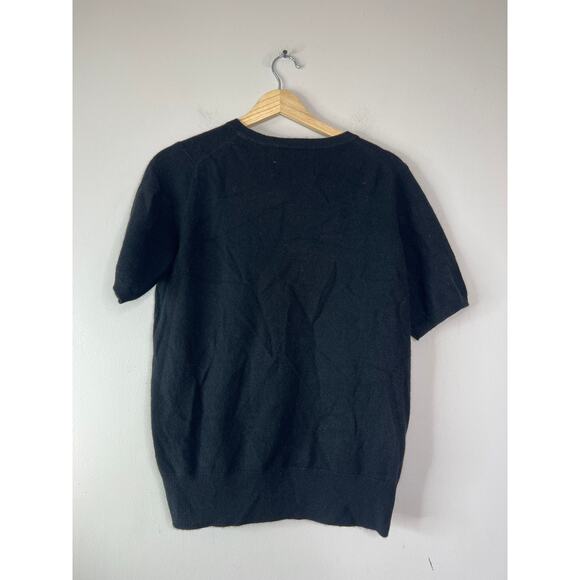NEW Lingua Franca Cashmere Short Sleeve Pullover Embroidered Top Black Size: XL - Picture 5 of 5